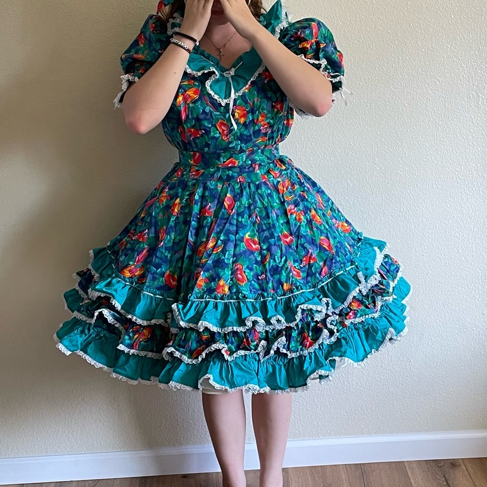 Vibrant Floral Ruffle Dress